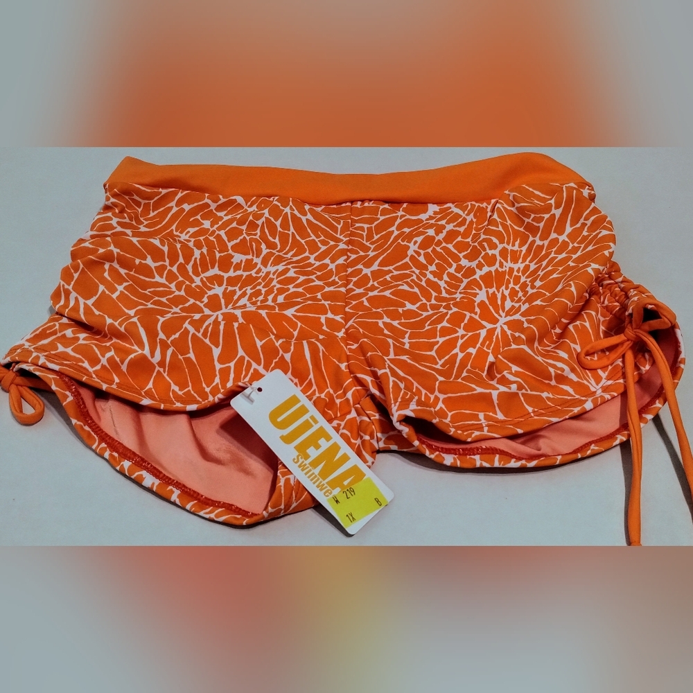 UjENA Vibrant Orange and White Swimwear Shorts